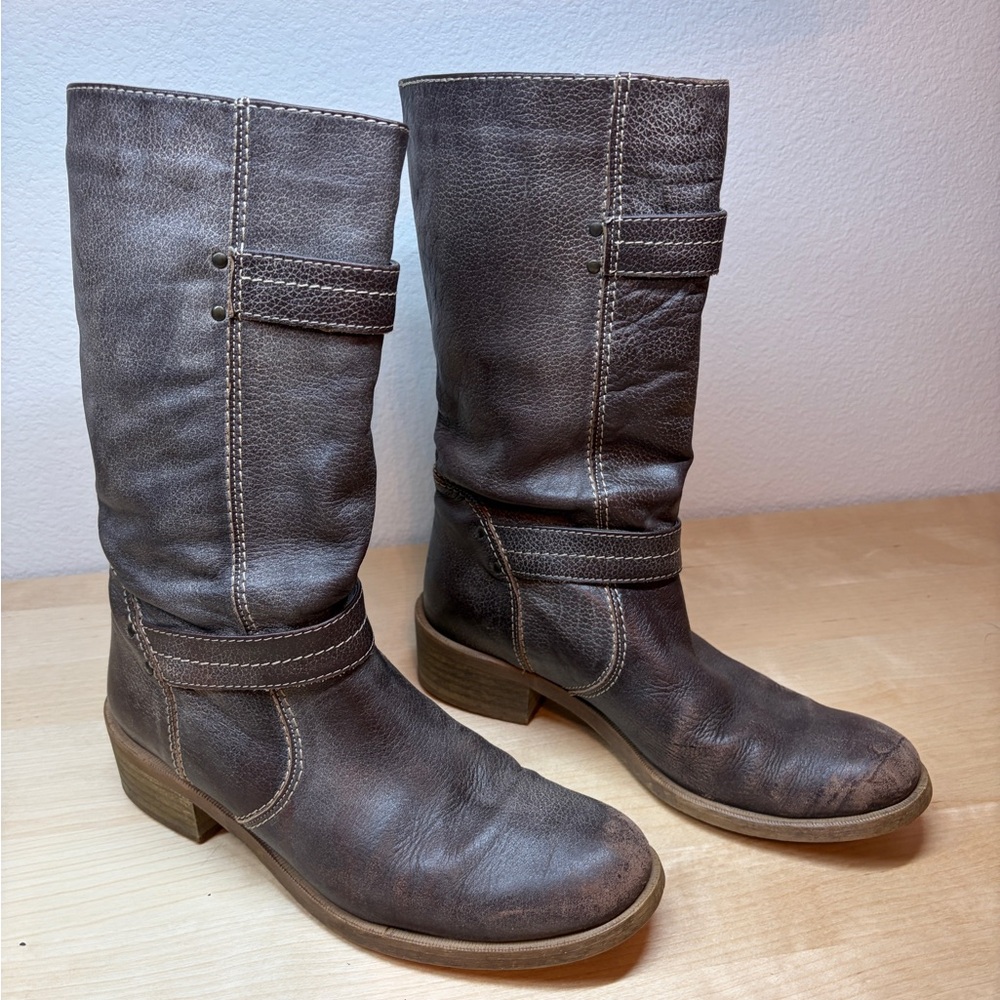 Nine West Dark Brown Moto Style Boot